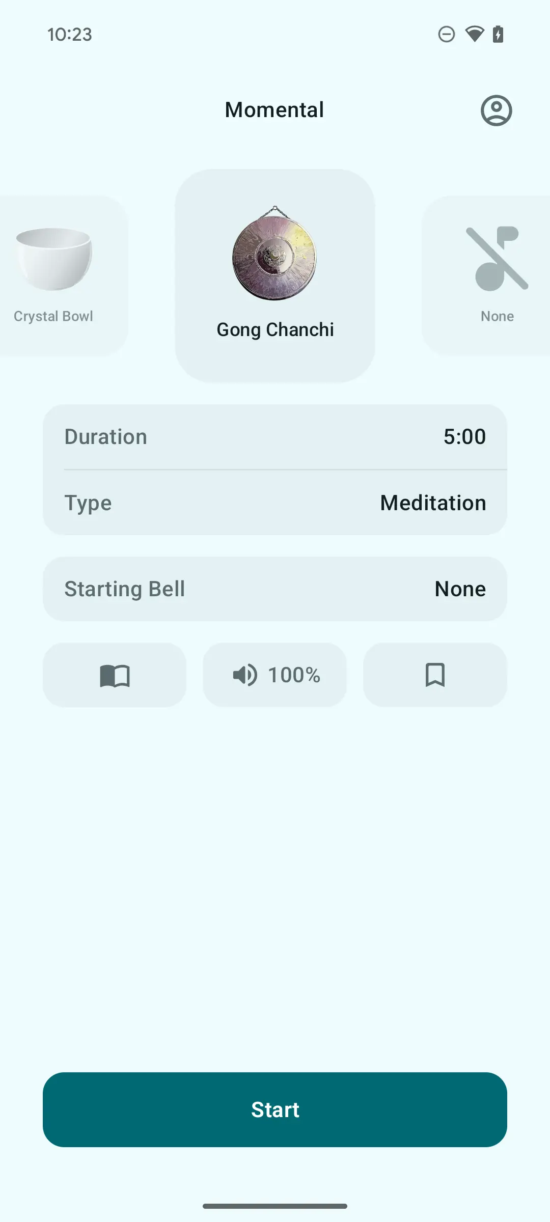 Momental app interface showing a comprehensive timer dashboard with session statistics and progress