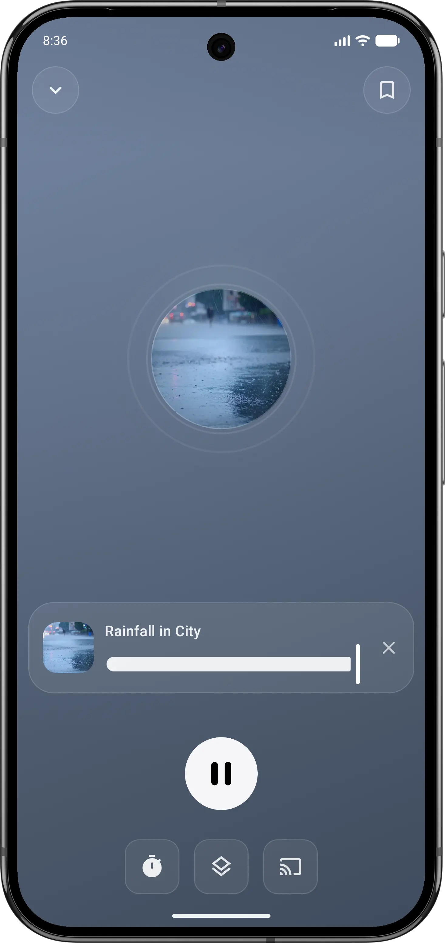 Sleep sound library with rain and nature sounds playing